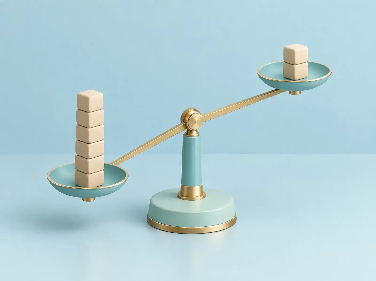Balance dont un plateau très chargé penche, pour illustrer l'écart de prix